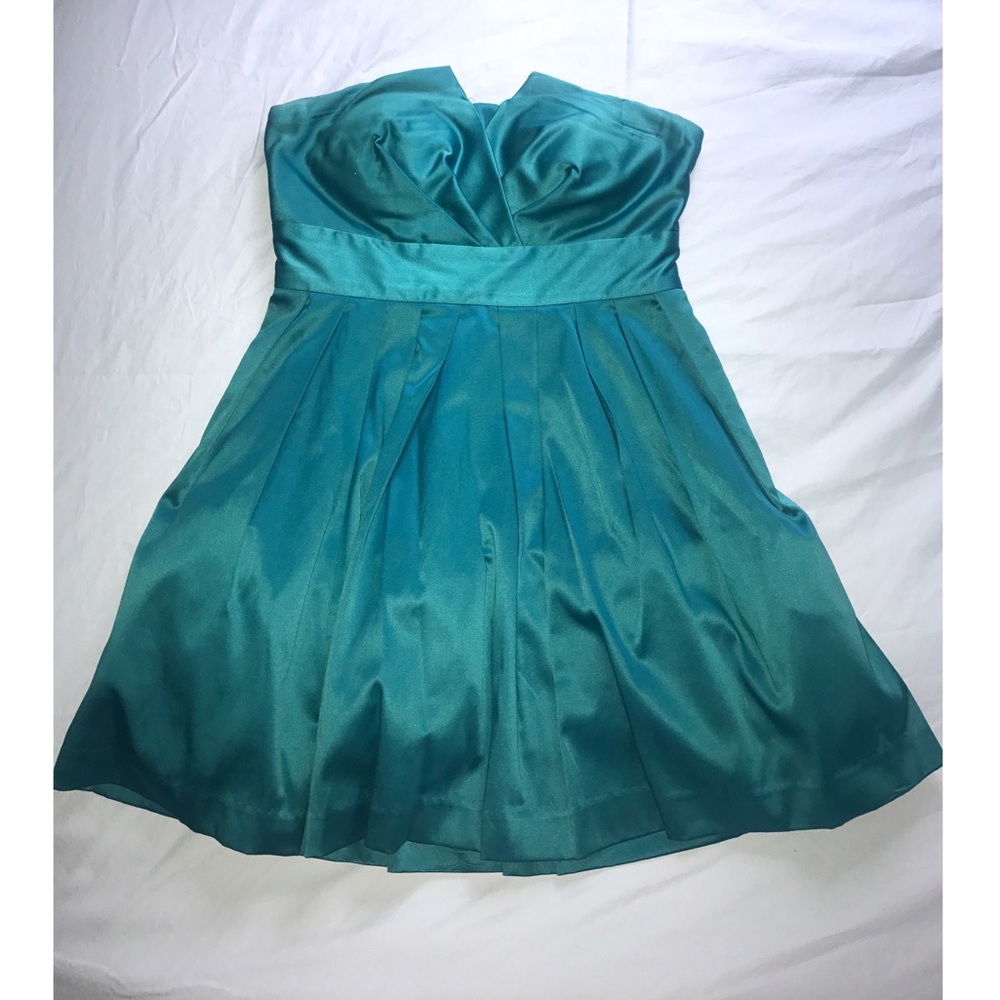 Strapless teal dress